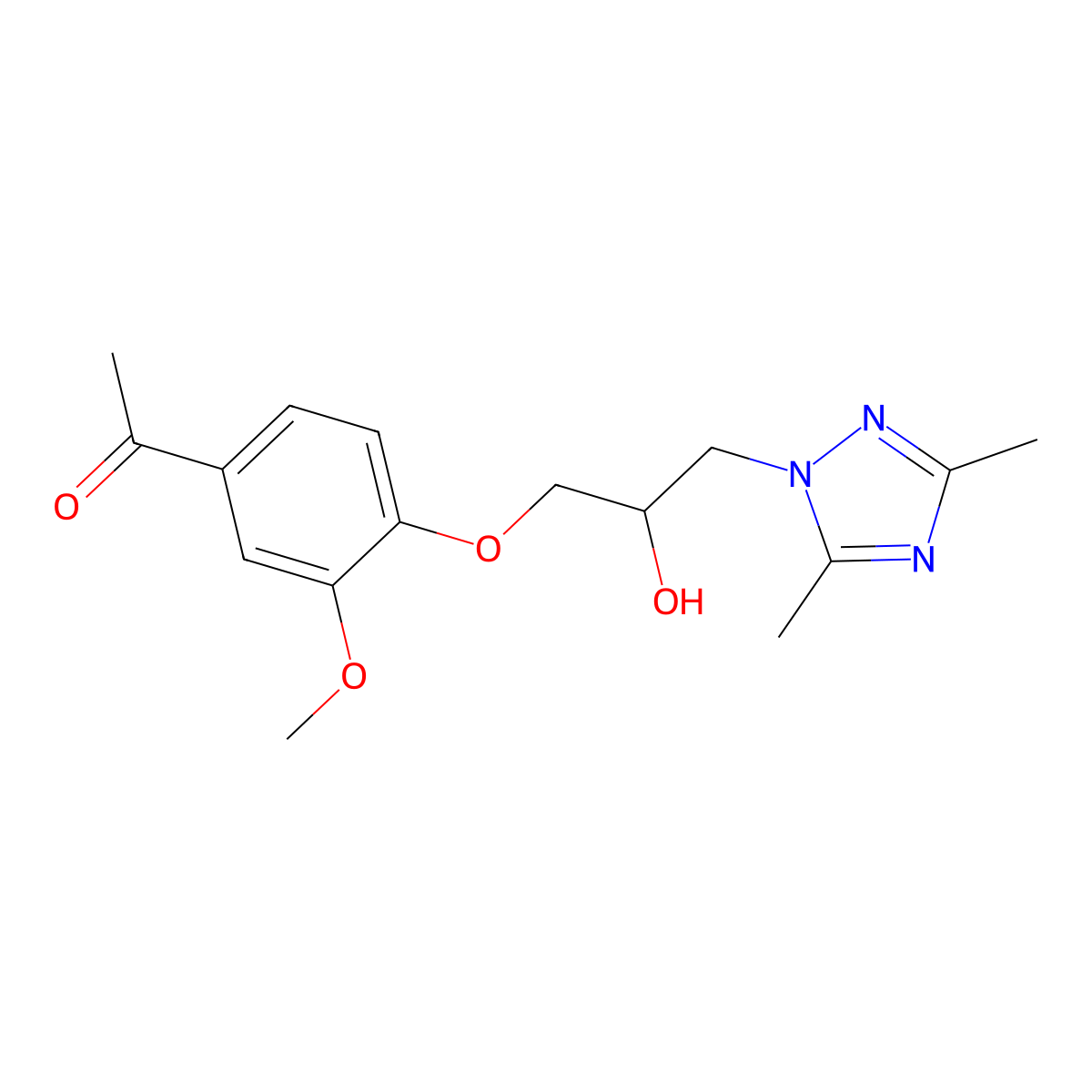 1-(4-(3-(3,5-dimethyl-1H-1,2,4-triazol-1-yl)-2-hydroxypropoxy)-3-methoxyphenyl)ethanone molecular structure, CAS 728888-07-1