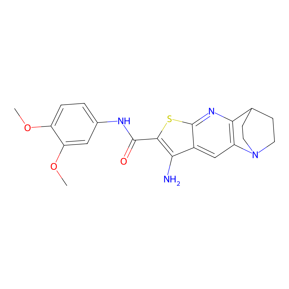 8-amino-N-(3,4-dimethoxyphenyl)-3,4-dihydro-2H-1,4-ethanothieno[2,3-b][1,5]naphthyridine-7-carboxamide molecular structure, CAS 728888-49-1