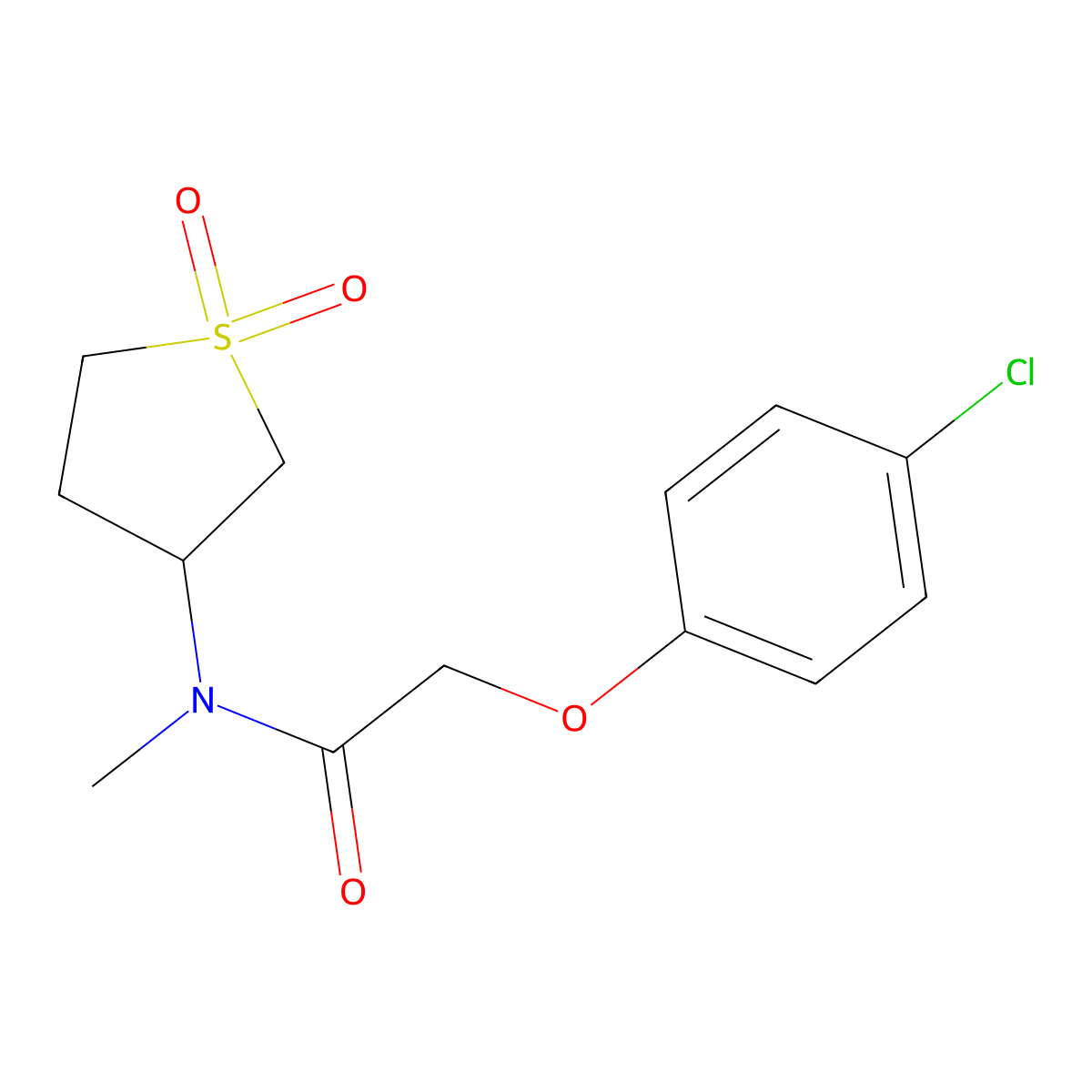 2-(4-chlorophenoxy)-N-(1,1-dioxidotetrahydrothiophen-3-yl)-N-methylacetamide molecular structure, CAS 728888-87-7