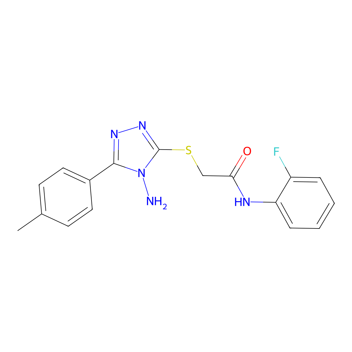 2-[4-amino-5-(4-methylphenyl)(1,2,4-triazol-3-ylthio)]-N-(2-fluorophenyl)aceta mide molecular structure, CAS 728890-85-5