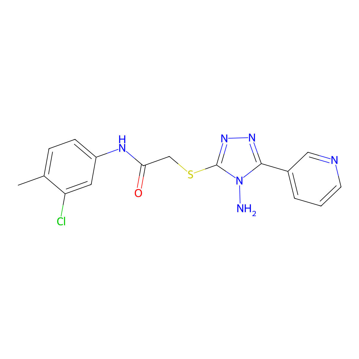 2-{[4-amino-5-(pyridin-3-yl)-4H-1,2,4-triazol-3-yl]sulfanyl}-N-(3-chloro-4-methylphenyl)acetamide molecular structure, CAS 728892-82-8