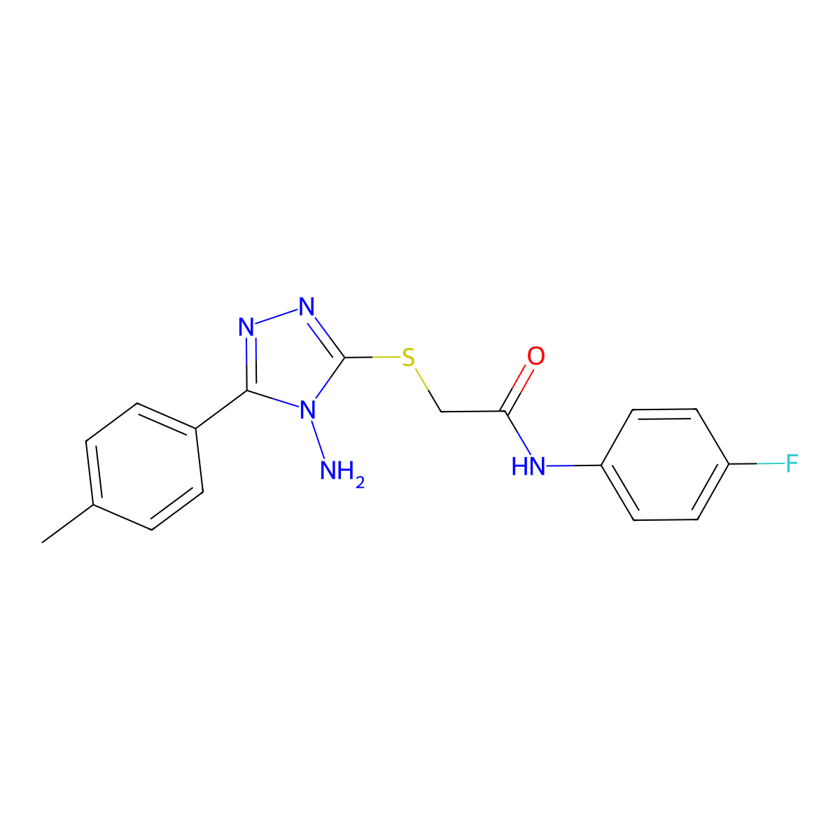 2-[4-amino-5-(4-methylphenyl)(1,2,4-triazol-3-ylthio)]-N-(4-fluorophenyl)aceta mide molecular structure, CAS 728892-91-9
