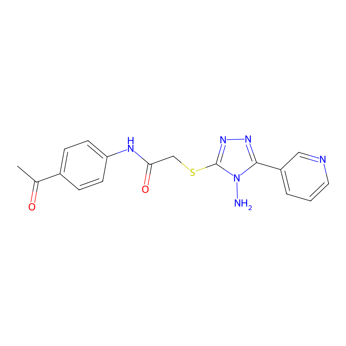 N-(4-acetylphenyl)-2-{[4-amino-5-(pyridin-3-yl)-4H-1,2,4-triazol-3-yl]sulfanyl}acetamide molecular structure, CAS 728894-00-6