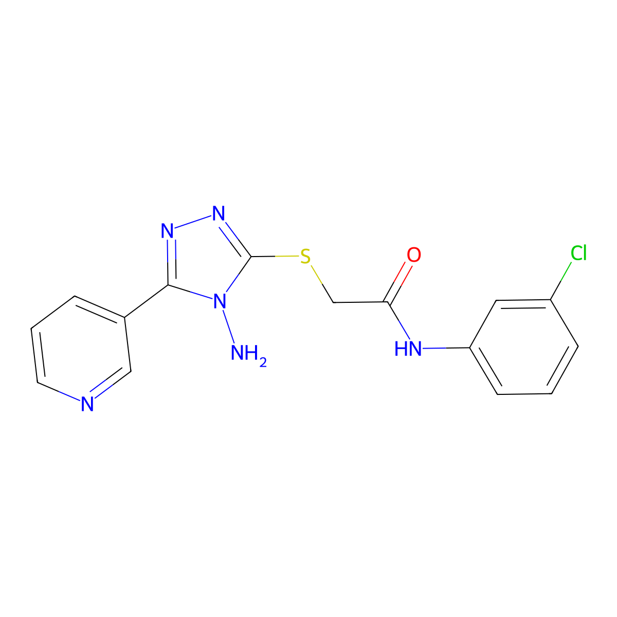 2-{[4-amino-5-(pyridin-3-yl)-4H-1,2,4-triazol-3-yl]sulfanyl}-N-(3-chlorophenyl)acetamide molecular structure, CAS 728894-43-7