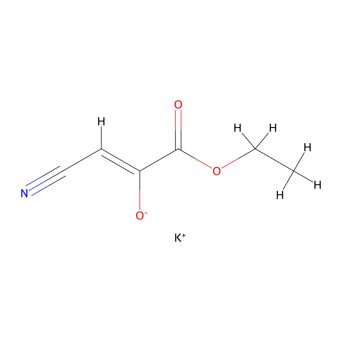 Potassium 1-cyano-3-ethoxy-3-oxoprop-1-en-2-olate molecular structure, CAS 728897-00-5