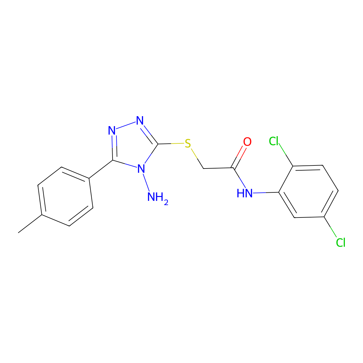 2-((4-amino-5-(p-tolyl)-4H-1,2,4-triazol-3-yl)thio)-N-(2,5-dichlorophenyl)acetamide molecular structure, CAS 728897-89-0