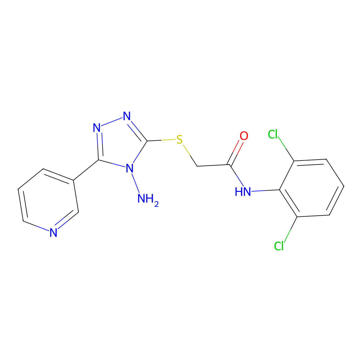2-{[4-amino-5-(pyridin-3-yl)-4H-1,2,4-triazol-3-yl]sulfanyl}-N-(2,6-dichlorophenyl)acetamide molecular structure, CAS 728898-31-5