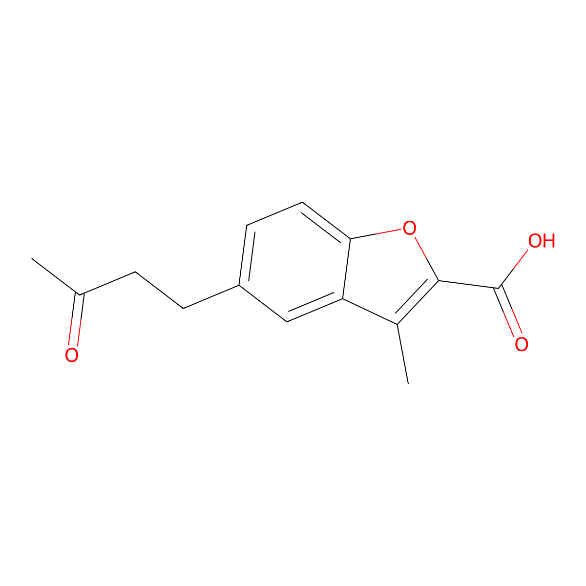 3-Methyl-5-(3-oxobutyl)-1-benzofuran-2-carboxylic acid molecular structure, CAS 728898-85-9