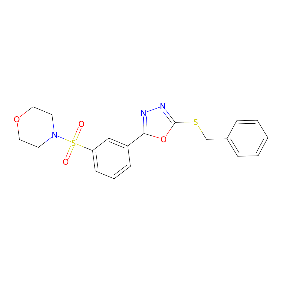 4-{3-[5-(Benzylsulfanyl)-1,3,4-oxadiazol-2-yl]benzenesulfonyl}morpholine molecular structure, CAS 728899-31-8