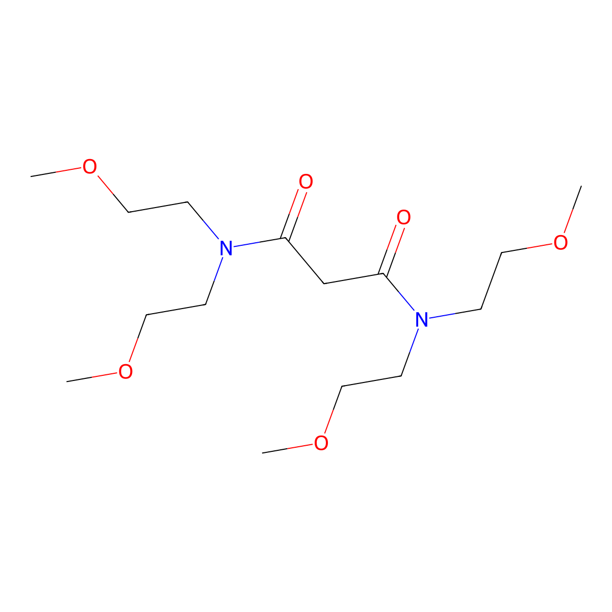 N,N,N',N'-tetrakis(2-methoxyethyl)propanediamide molecular structure, CAS 728899-32-9