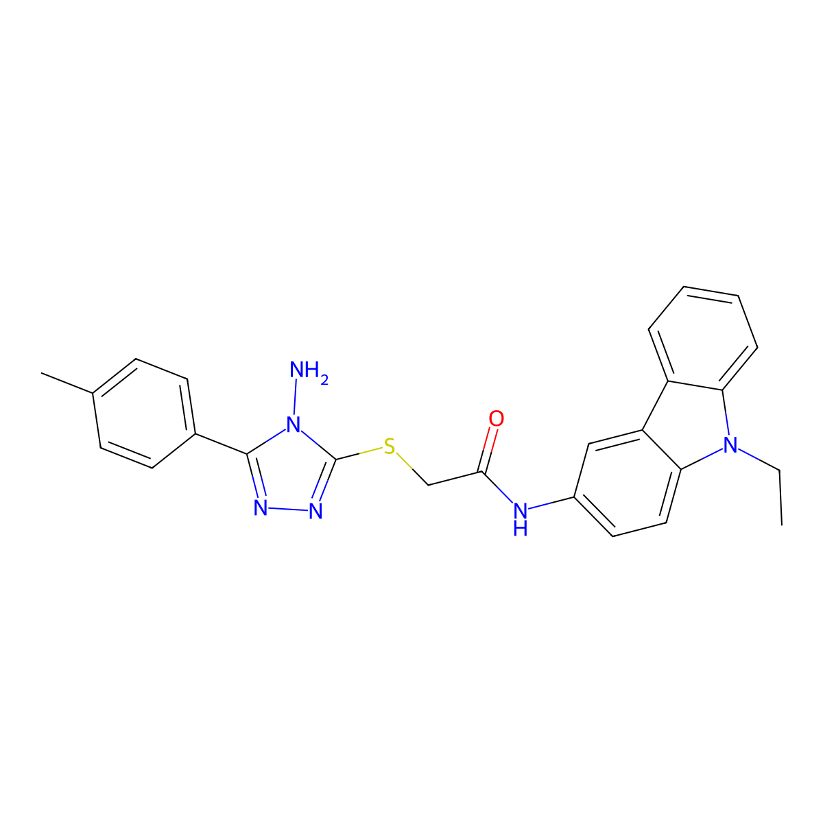 2-{[4-amino-5-(4-methylphenyl)-4H-1,2,4-triazol-3-yl]sulfanyl}-N-(9-ethyl-9H-carbazol-3-yl)acetamide molecular structure, CAS 728899-82-9