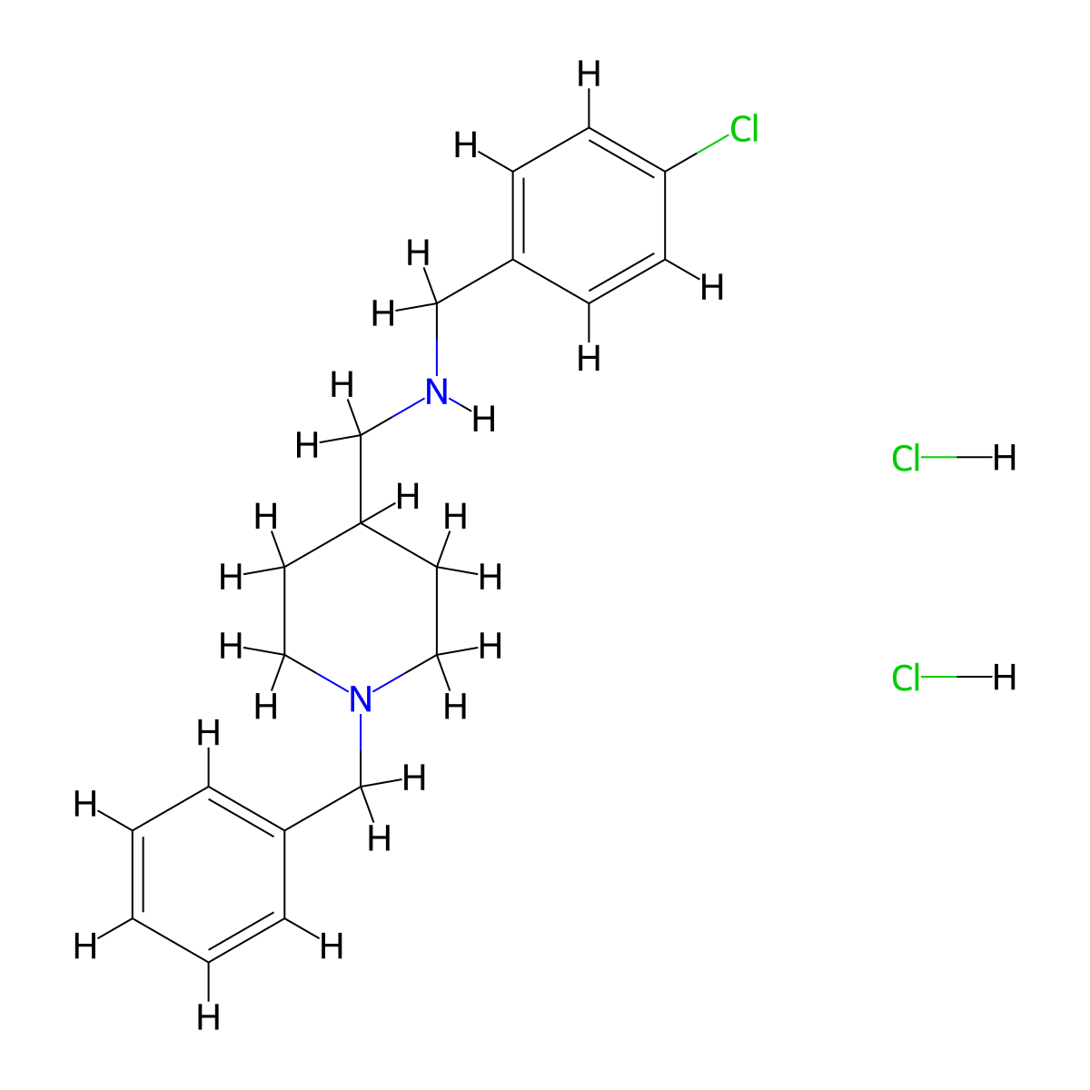 Piperidine, 1-benzyl-4-(o-chlorobenzylaminomethyl)-, dihydrochloride molecular structure, CAS 7289-25-0