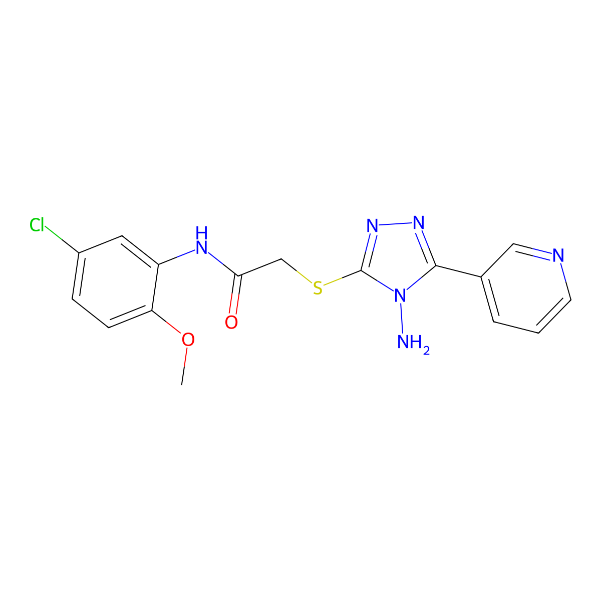 2-{[4-amino-5-(pyridin-3-yl)-4H-1,2,4-triazol-3-yl]sulfanyl}-N-(5-chloro-2-methoxyphenyl)acetamide molecular structure, CAS 728900-24-1