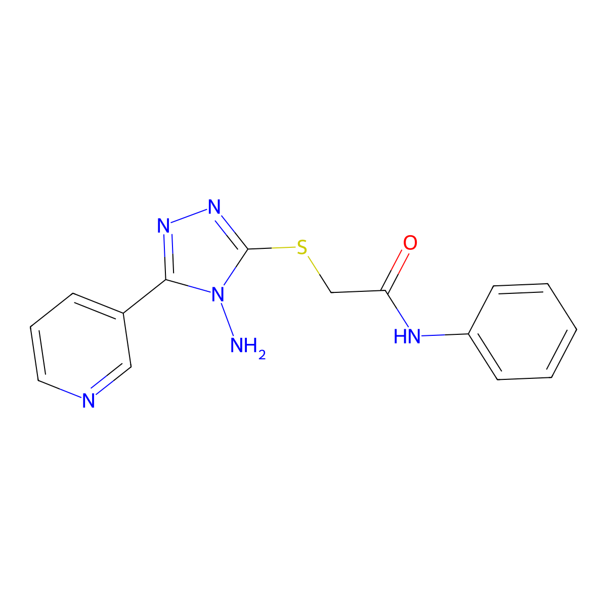 2-{[4-amino-5-(pyridin-3-yl)-4H-1,2,4-triazol-3-yl]sulfanyl}-N-phenylacetamide molecular structure, CAS 728902-05-4