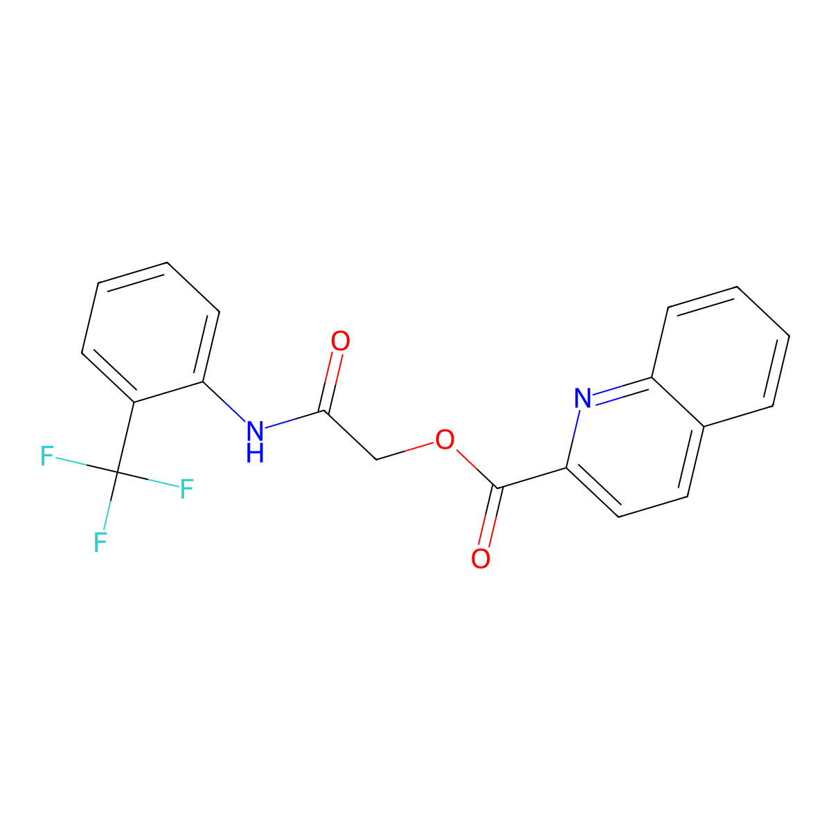 {[2-(Trifluoromethyl)phenyl]carbamoyl}methyl quinoline-2-carboxylate molecular structure, CAS 728905-12-2