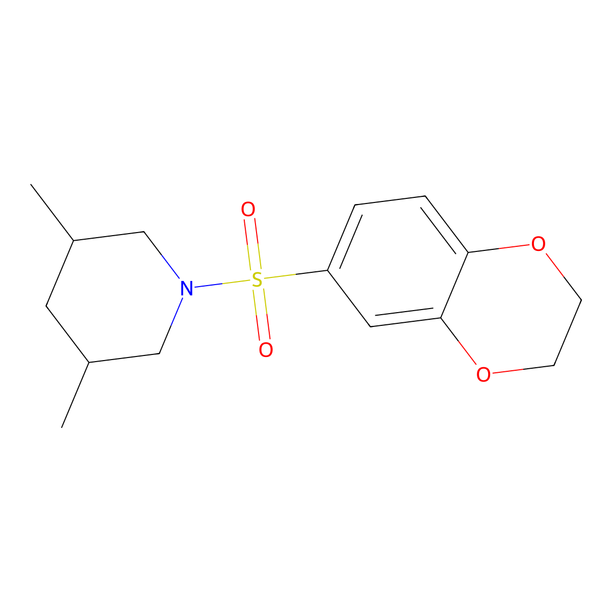 1-(2,3-Dihydro-1,4-benzodioxin-6-ylsulfonyl)-3,5-dimethylpiperidine molecular structure, CAS 728905-19-9