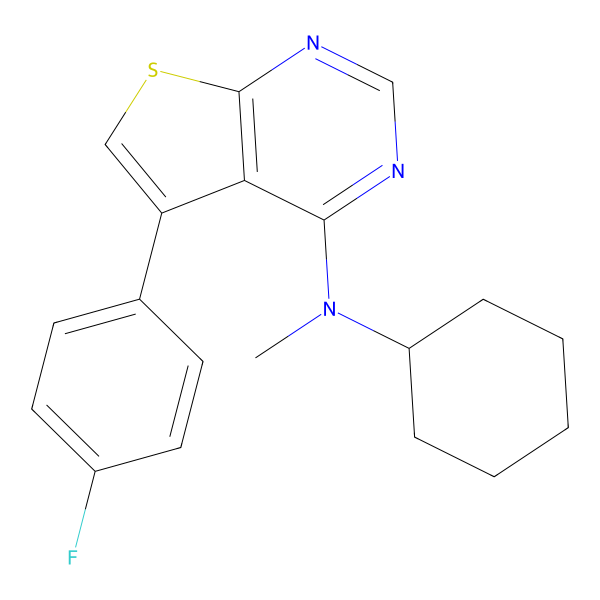 N-cyclohexyl-5-(4-fluorophenyl)-N-methylthieno[2,3-d]pyrimidin-4-amine molecular structure, CAS 728905-24-6