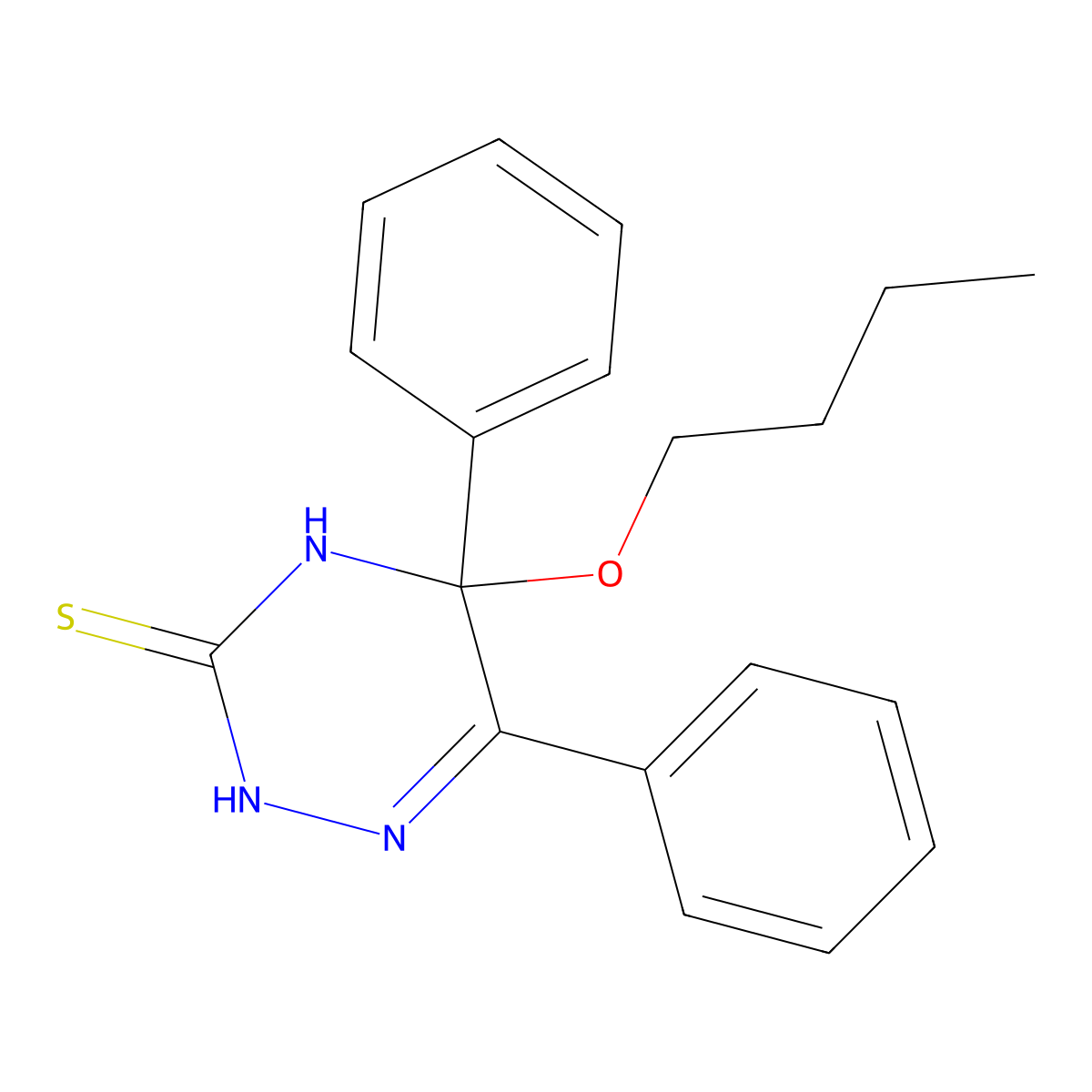 5-Butoxy-5,6-diphenyl-2,3,4,5-tetrahydro-1,2,4-triazine-3-thione molecular structure, CAS 728907-99-1