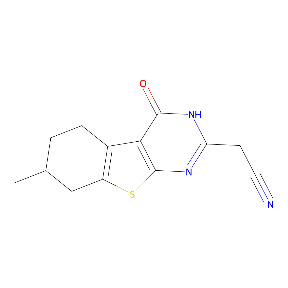 2-{11-Methyl-3-oxo-8-thia-4,6-diazatricyclo[7.4.0.0,2,7]trideca-1(9),2(7),5-trien-5-yl}acetonitrile molecular structure, CAS 728908-00-7