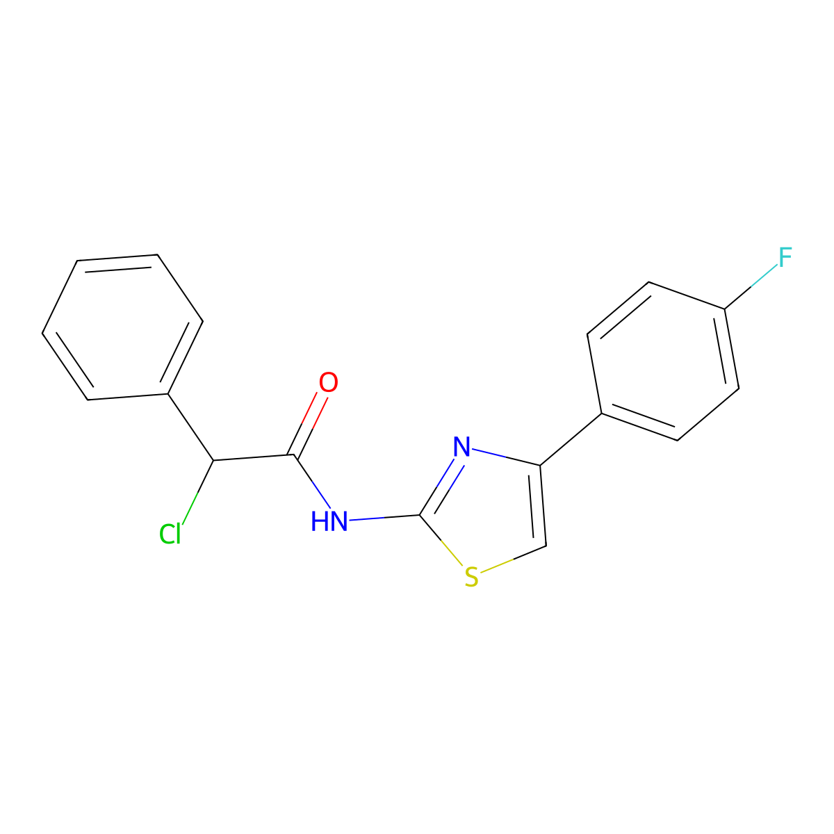 2-chloro-N-[4-(4-fluorophenyl)-1,3-thiazol-2-yl]-2-phenylacetamide molecular structure, CAS 728908-02-9