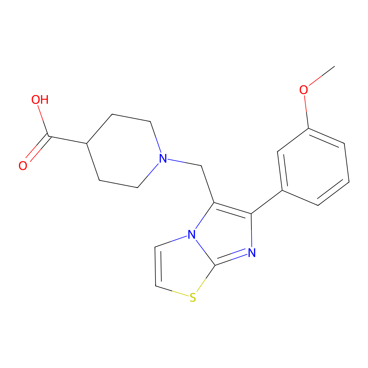 1-[6-(3-Methoxy-phenyl)-imidazo[2,1-b]thiazol-5-ylmethyl]-piperidine-4-carboxylic acid molecular structure, CAS 728916-94-7