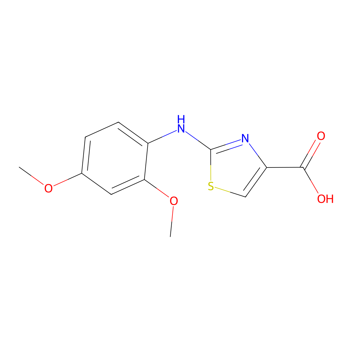 2-[(2,4-dimethoxyphenyl)amino]-1,3-thiazole-4-carboxylic Acid molecular structure, CAS 728918-51-2