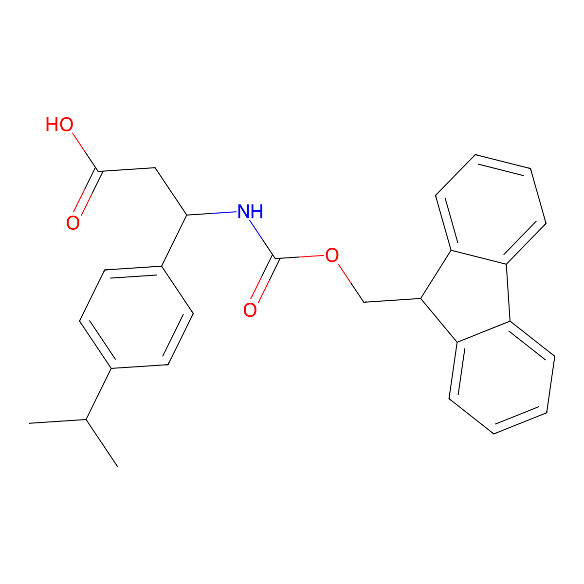 3-((((9H-fluoren-9-yl)methoxy)carbonyl)amino)-3-(4-(propan-2-yl)phenyl)propanoic acid molecular structure, CAS 728919-92-4