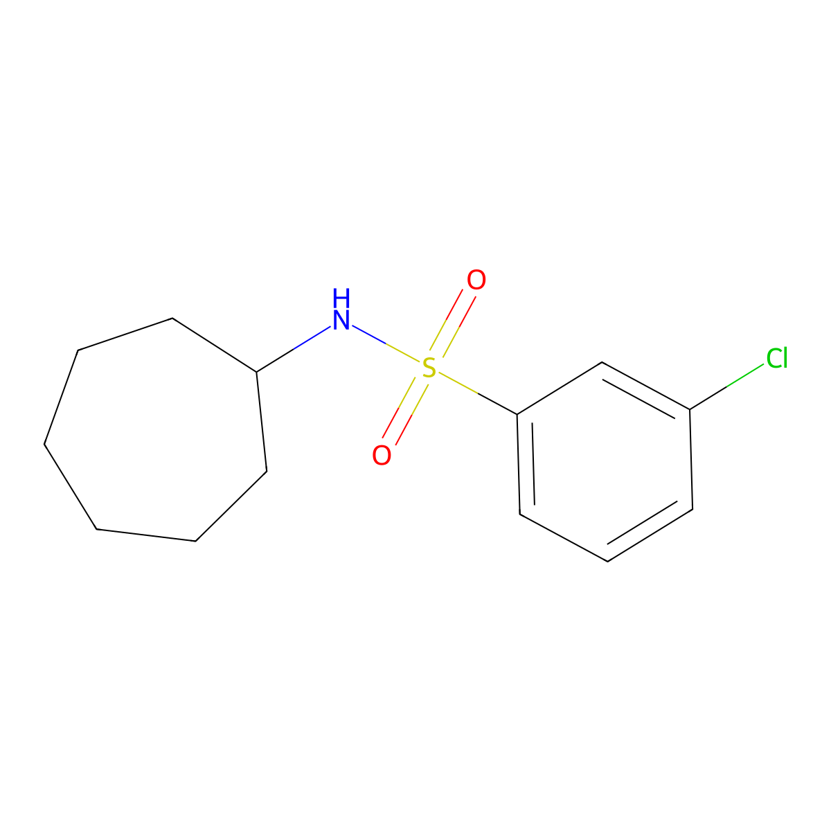 3-chloro-N-cycloheptylbenzene-1-sulfonamide molecular structure, CAS 728924-37-6