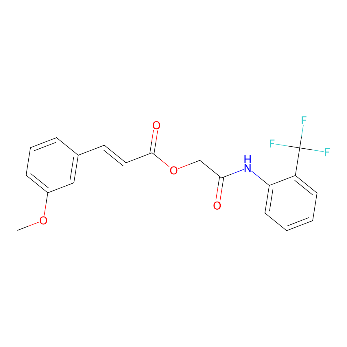 {[2-(trifluoromethyl)phenyl]carbamoyl}methyl (2E)-3-(3-methoxyphenyl)prop-2-enoate molecular structure, CAS 728927-30-8