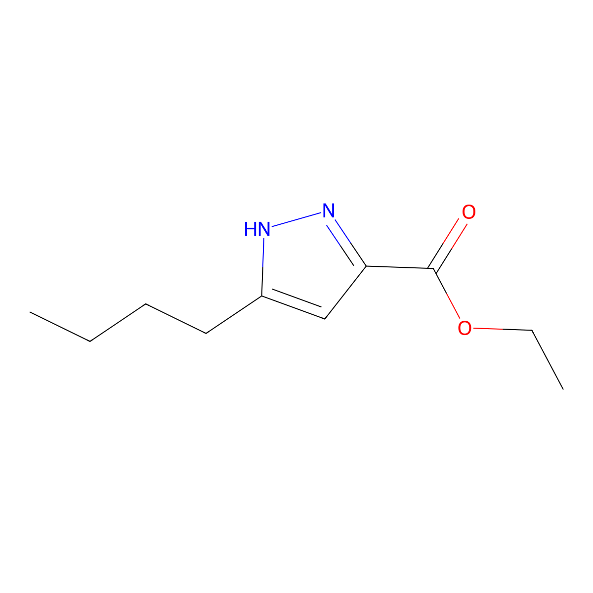 5-Butyl-2H-pyrazole-3-carboxylic acid ethyl ester molecular structure, CAS 72894-00-9