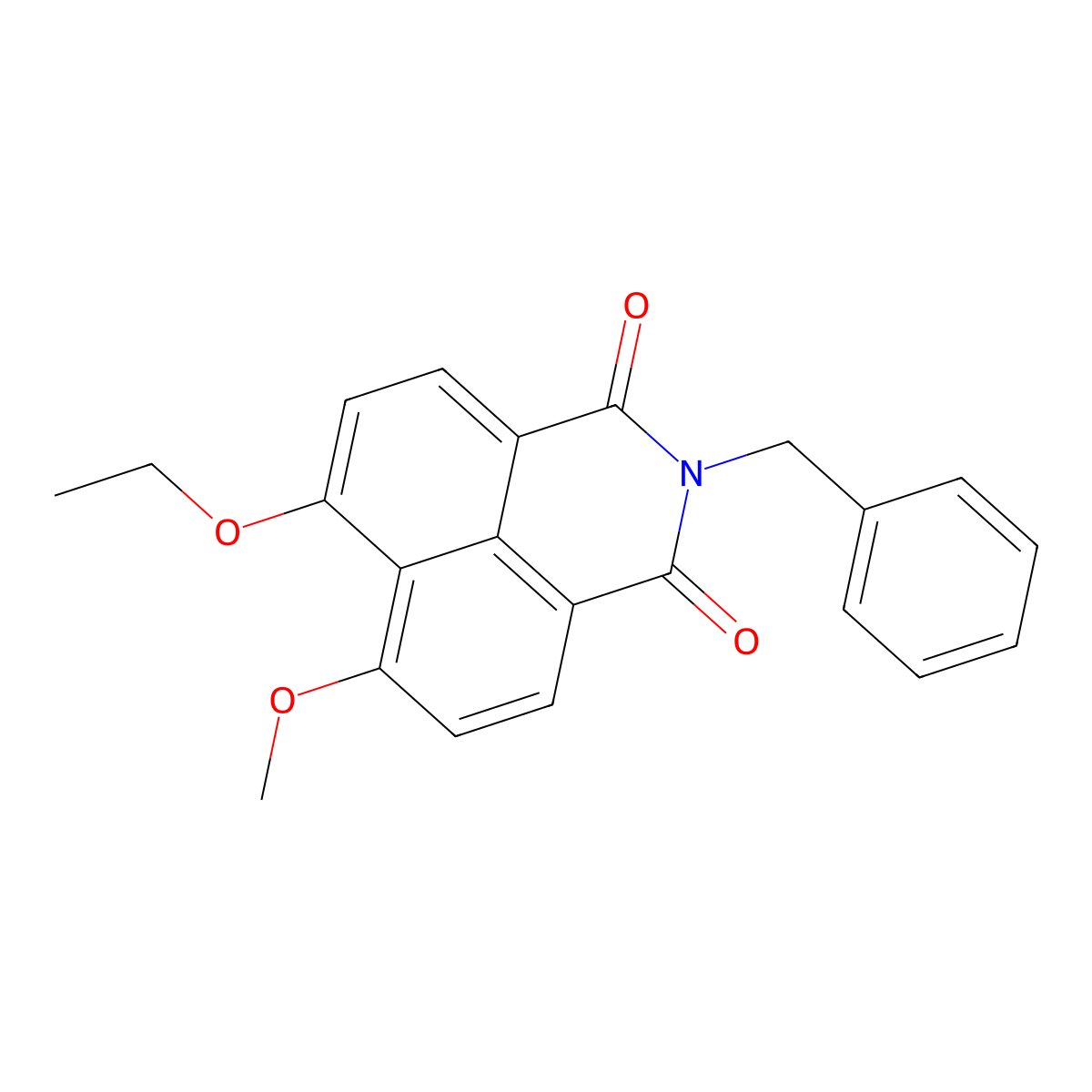 1H-Benz[de]isoquinoline-1,3(2H)-dione, 6-ethoxy-7-methoxy-2-(phenylmethyl)- molecular structure, CAS 72894-21-4