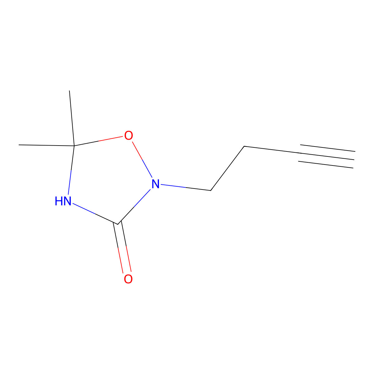 2-(But-3-YN-1-YL)-5,5-dimethyl-1,2,4-oxadiazolidin-3-one molecular structure, CAS 728948-80-9