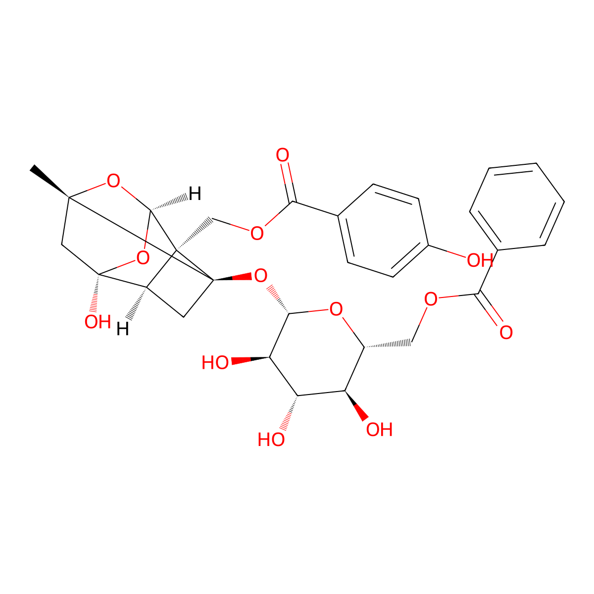 Benzoyloxypaeoniflorin molecular structure, CAS 72896-40-3
