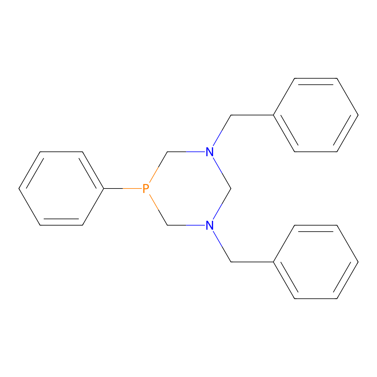 1,3,5-Diazaphosphorine, hexahydro-1,3-bis(phenylmethyl)-5-phenyl- molecular structure, CAS 72897-06-4