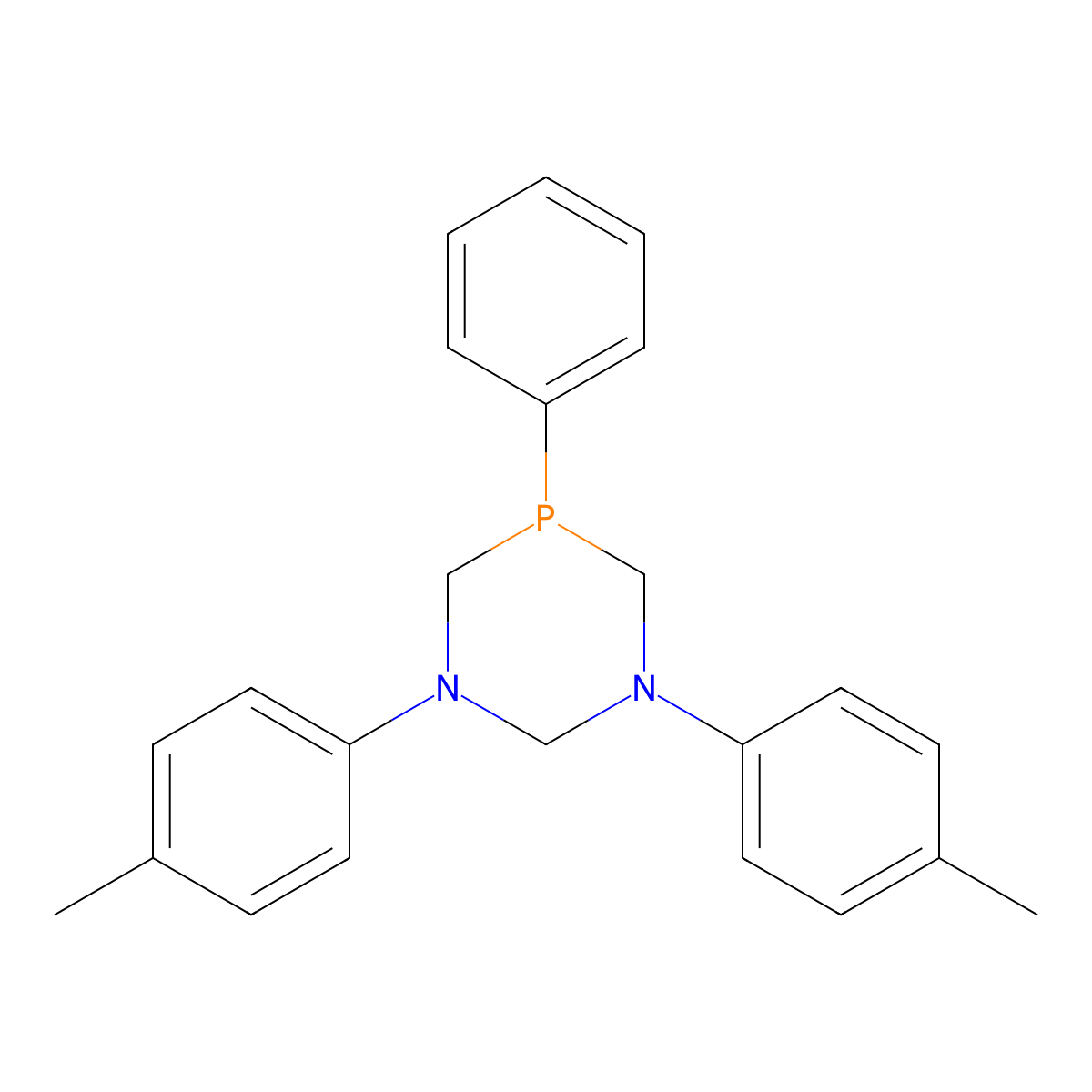 1,3-Bis(4-methylphenyl)-5-phenyl-1,3,5-diazaphosphinane molecular structure, CAS 72897-07-5