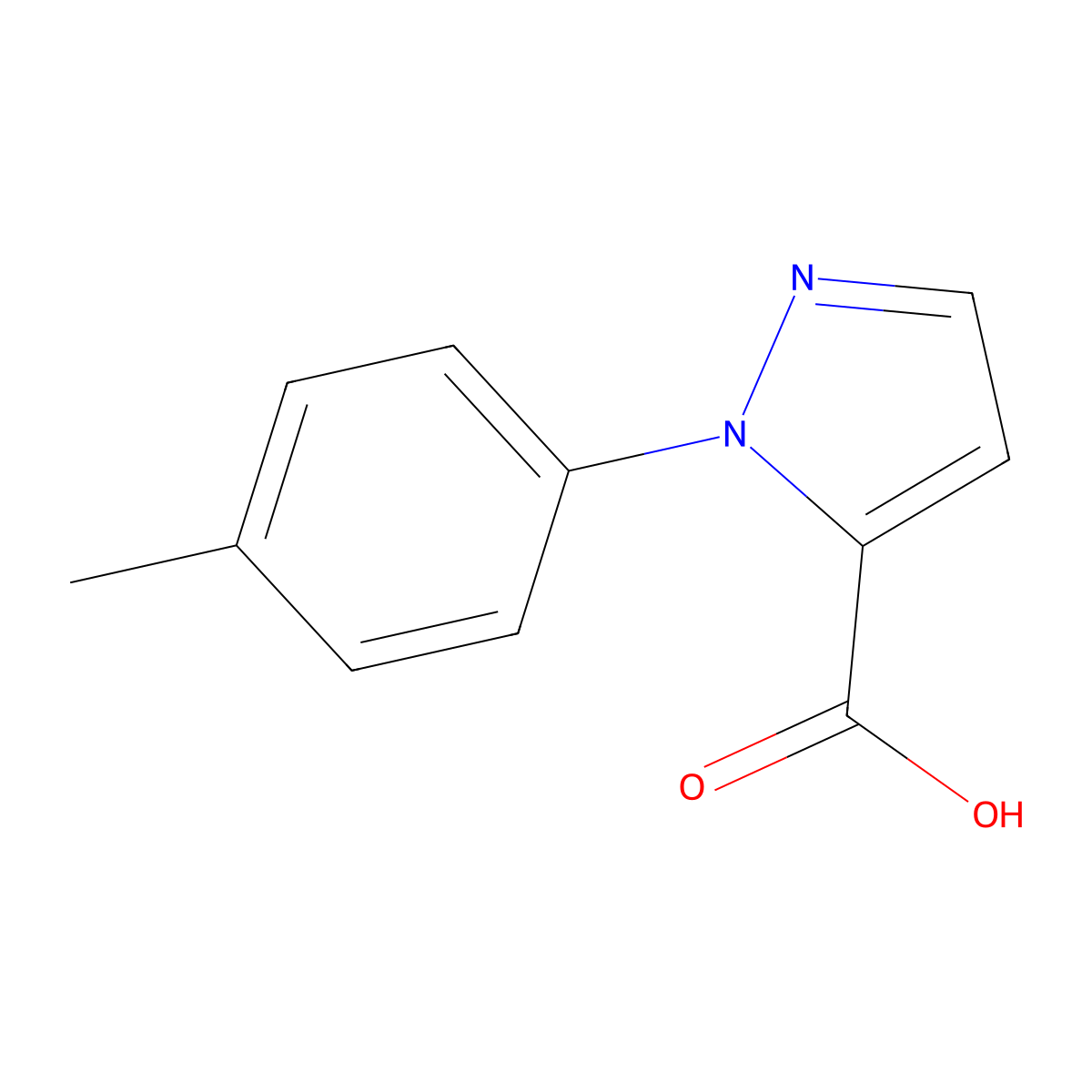1-(4-Methylphenyl)-1H-pyrazole-5-carboxylic acid molecular structure, CAS 72899-93-5