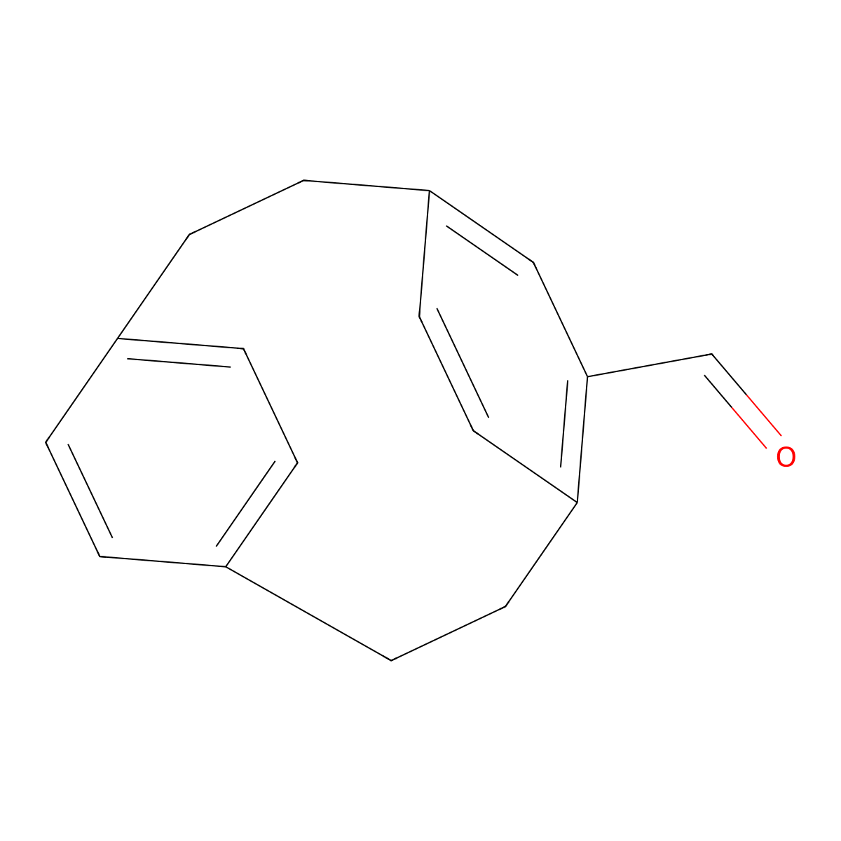 Tricyclo[8.2.2.24,7]hexadeca-4,6,10,12,13,15-hexaene-5-carboxaldehyde molecular structure, CAS 729-30-6