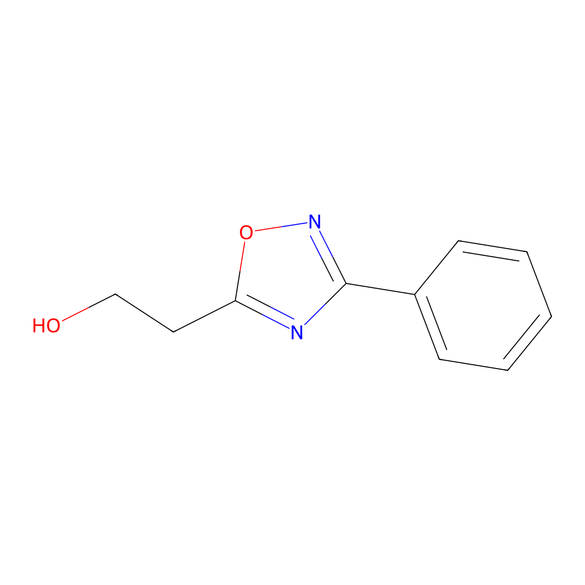 2-(3-Phenyl-1,2,4-oxadiazol-5-yl)ethan-1-ol molecular structure, CAS 72900-46-0