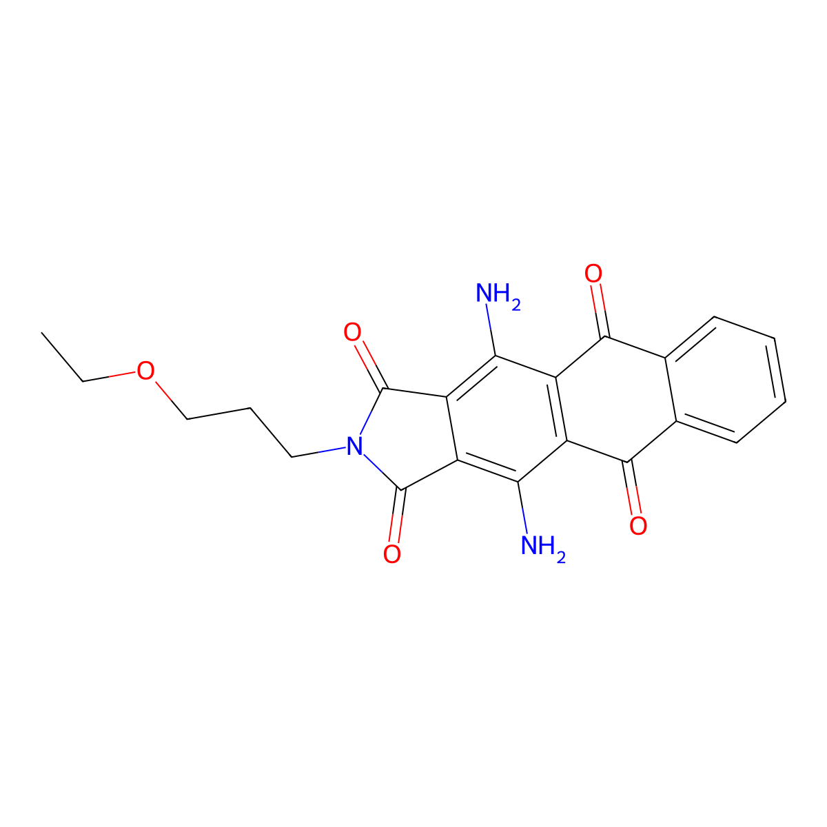 1H-Naphth[2,3-f]isoindole-1,3,5,10(2H)-tetrone, 4,11-diamino-2-(3-ethoxypropyl)- molecular structure, CAS 72906-26-4