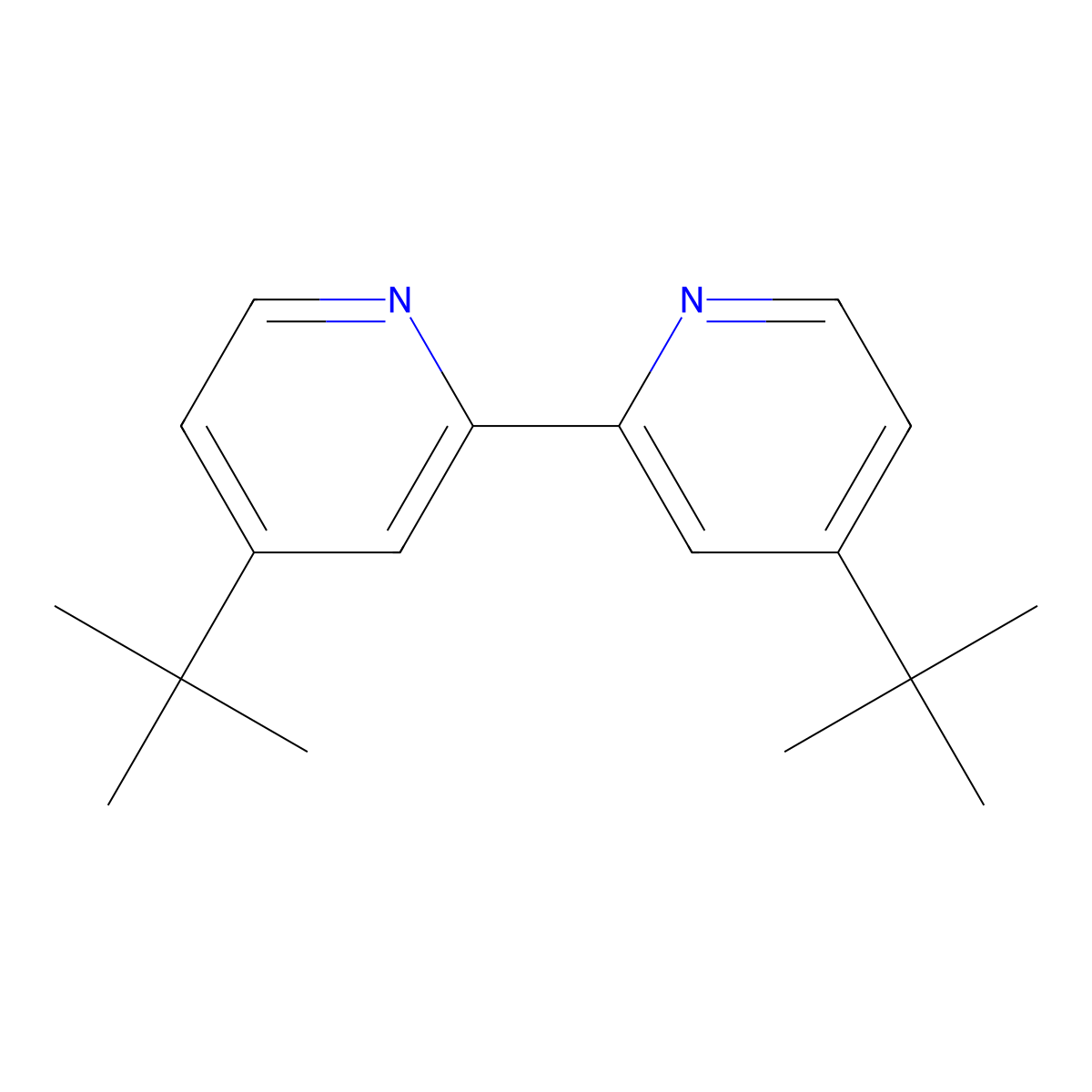 4,4'-Di-tert-butyl-2,2'-bipyridyl molecular structure, CAS 72914-19-3