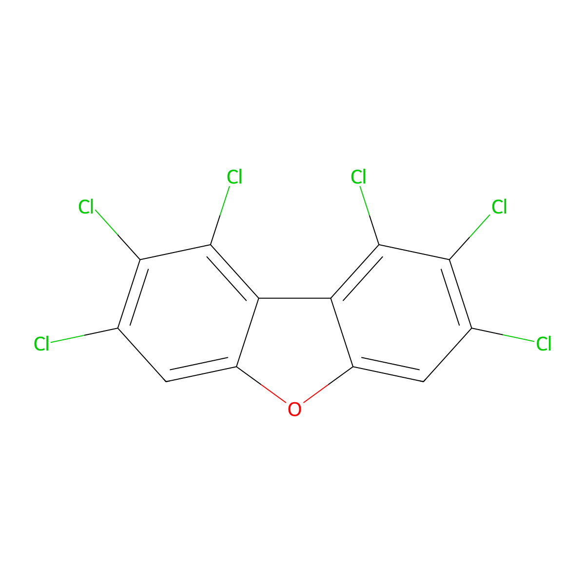 1,2,3,7,8,9-Hexachlorodibenzofuran molecular structure, CAS 72918-21-9