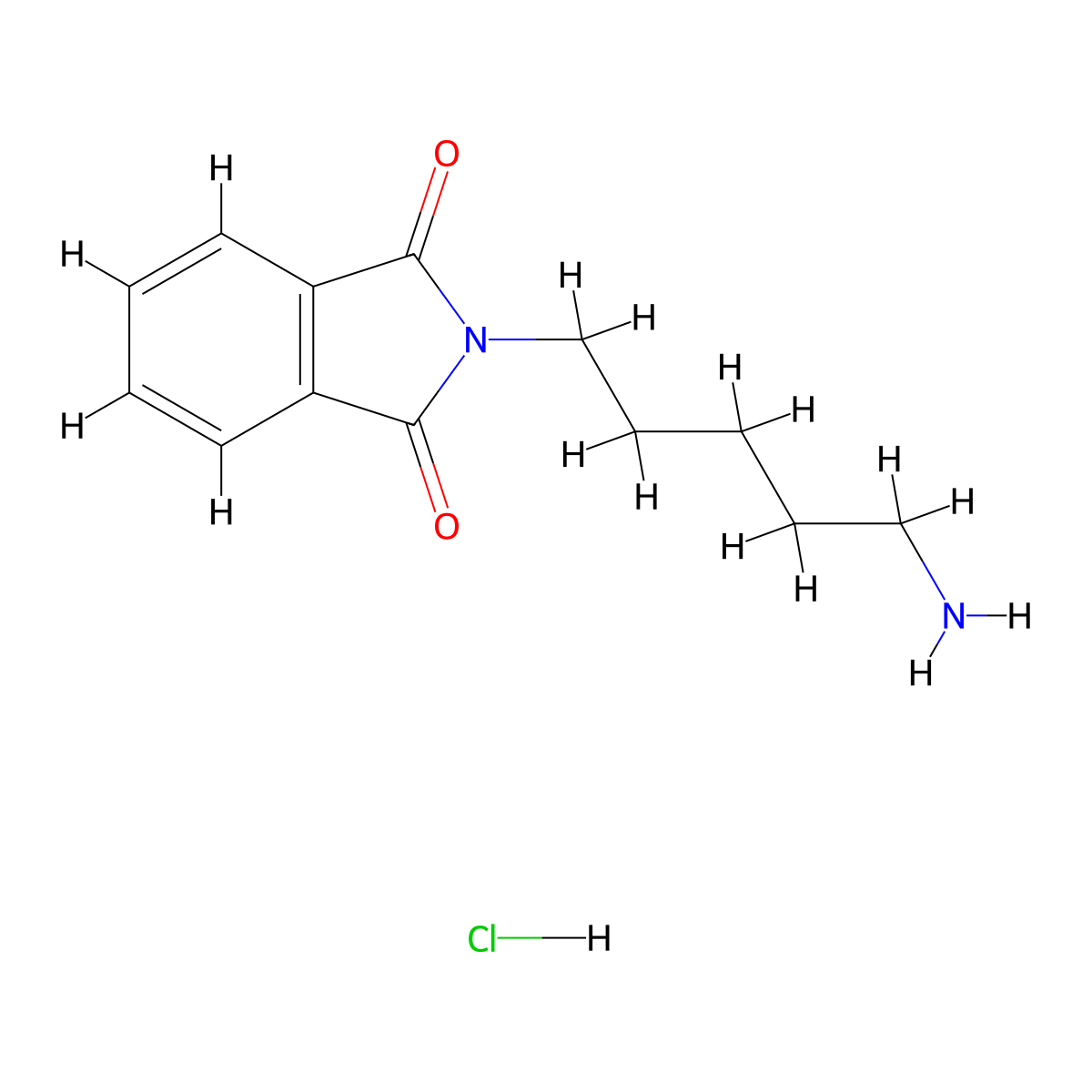 2-(5-Aminopentyl)isoindoline-1,3-dione hydrochloride molecular structure, CAS 7292-63-9