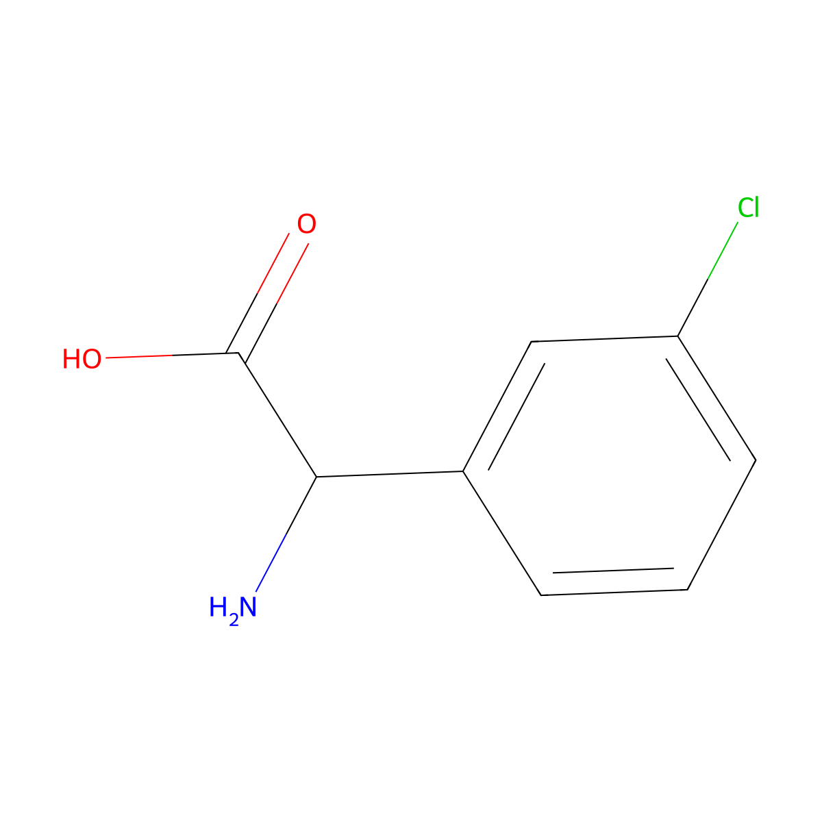 2-Amino-2-(3-chlorophenyl)acetic acid molecular structure, CAS 7292-71-9