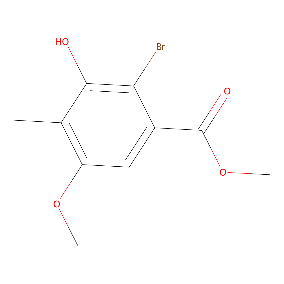 Methyl 2-bromo-3-hydroxy-5-methoxy-4-methylbenzoate molecular structure, CAS 72922-64-6