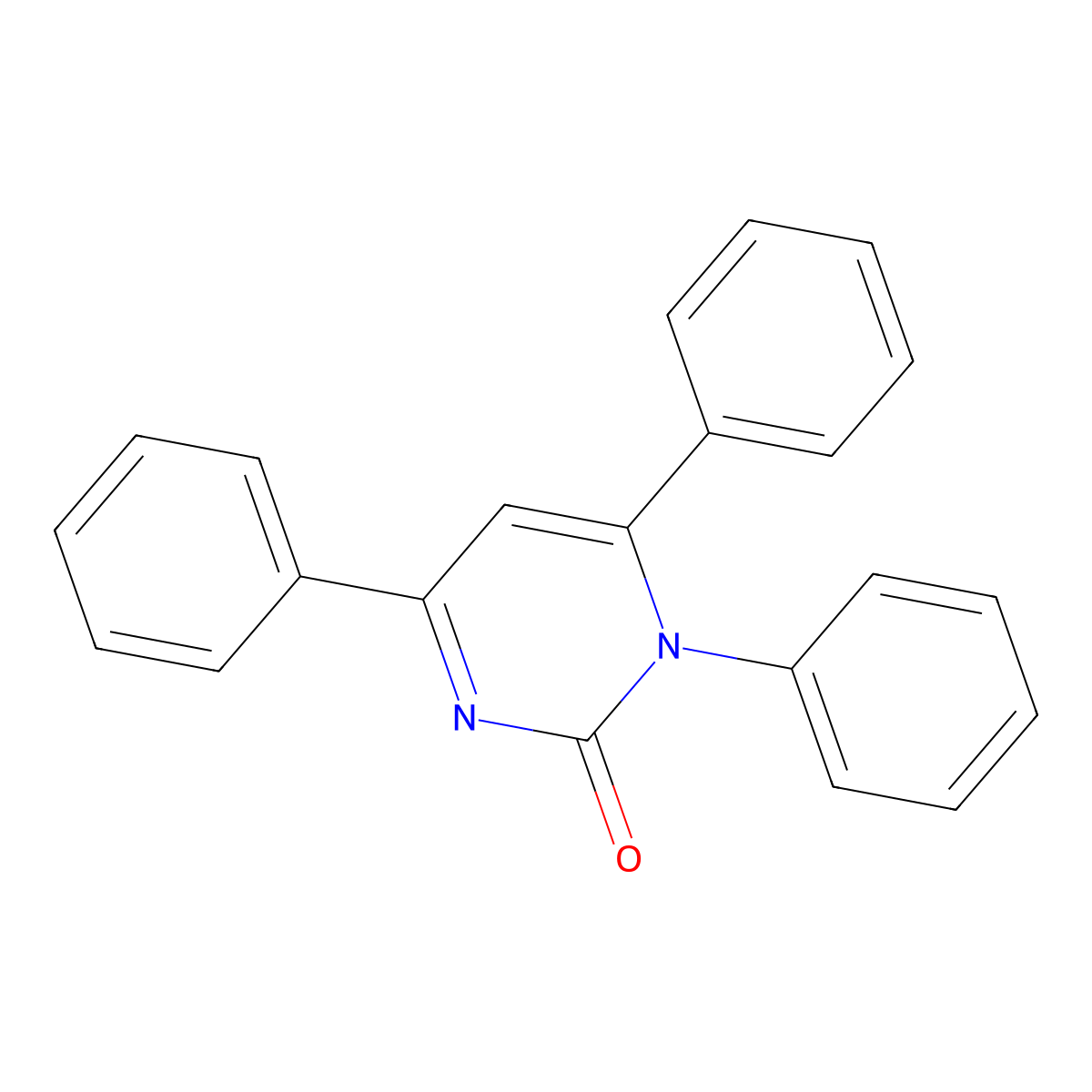 2(1H)-Pyrimidinone, 1,4,6-triphenyl- molecular structure, CAS 72923-16-1