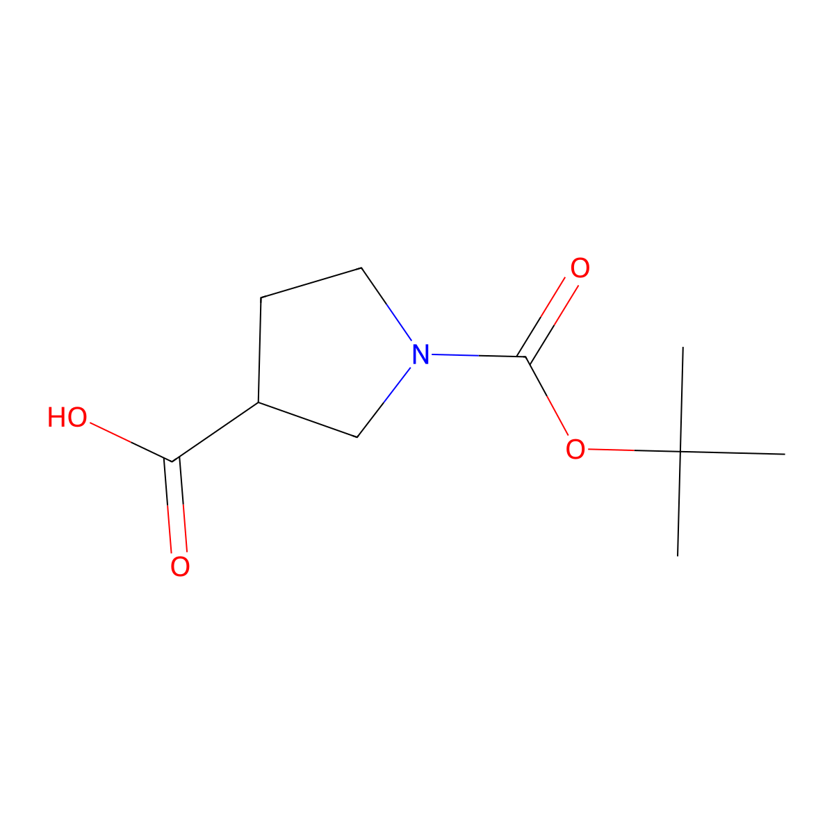 (3R)-1-[(tert-butoxy)carbonyl]pyrrolidine-3-carboxylic acid molecular structure, CAS 72925-16-7