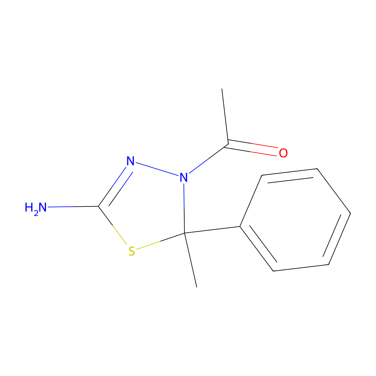 1-(5-Amino-2-methyl-2-phenyl-[1,3,4]thiadiazol-3-yl)-ethanone molecular structure, CAS 72926-06-8