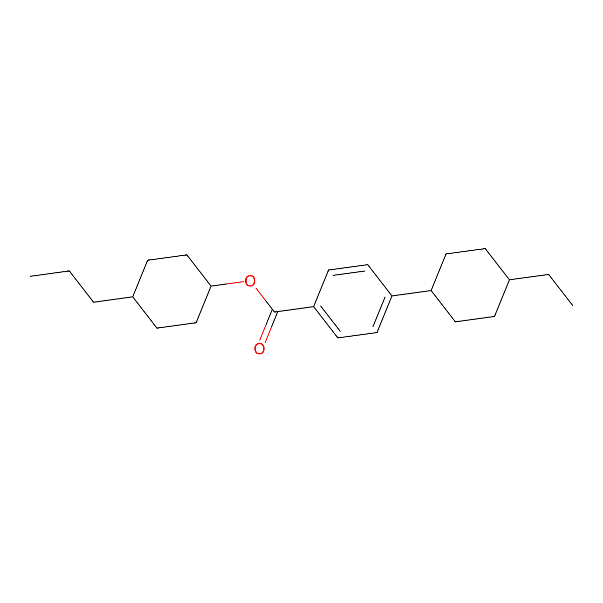 Benzoic acid, 4-(trans-4-ethylcyclohexyl)-, trans-4-propylcyclohexyl ester molecular structure, CAS 72928-03-1