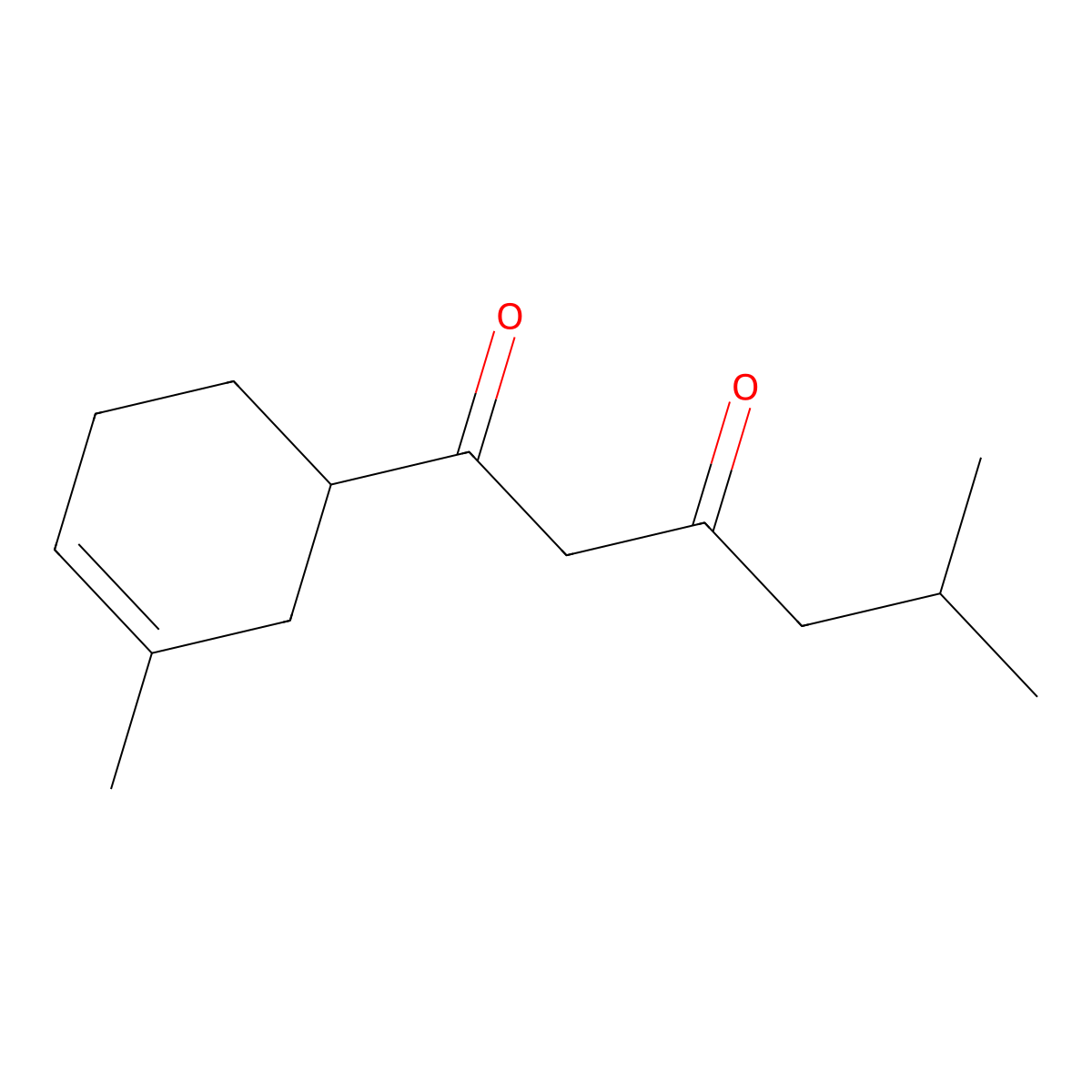 1,3-Hexanedione, 5-methyl-1-(3-methyl-3-cyclohexen-1-yl)- molecular structure, CAS 72928-14-4
