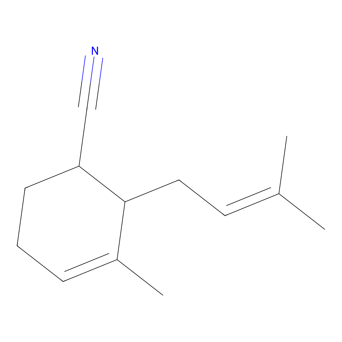 3-Cyclohexene-1-carbonitrile, 3-methyl-2-(3-methyl-2-buten-1-yl)- molecular structure, CAS 72928-22-4